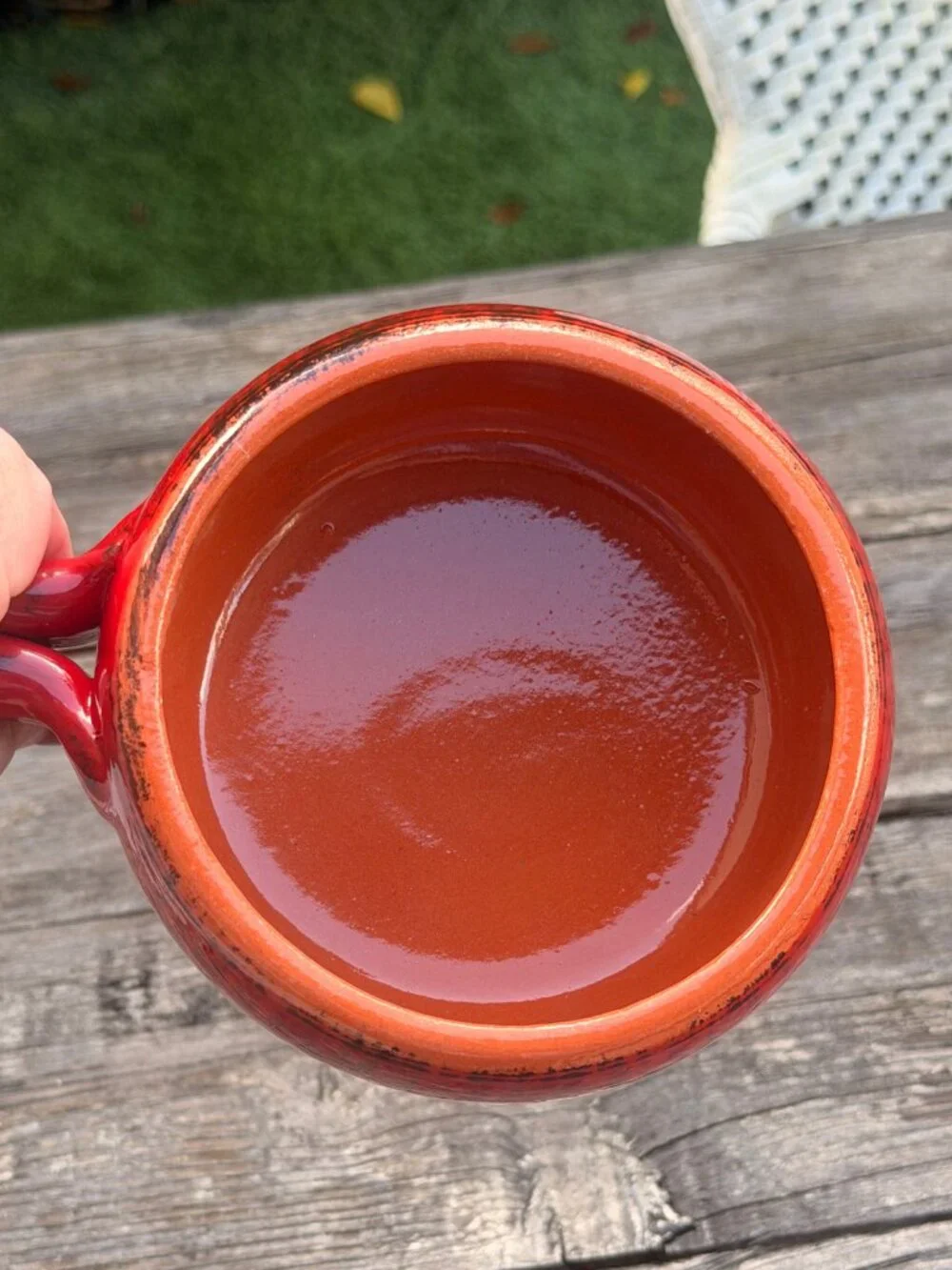 Vintage DE SILVA Italy Red Orange Terracotta Handled Casserole Soup Bowl Handle